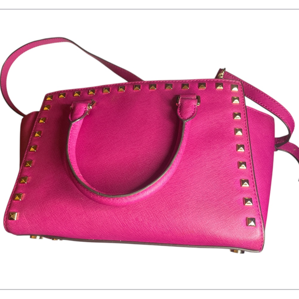 Michael Kors Fuschia Pink Crossbody Bag with Studded Details - Picture 3 of 11